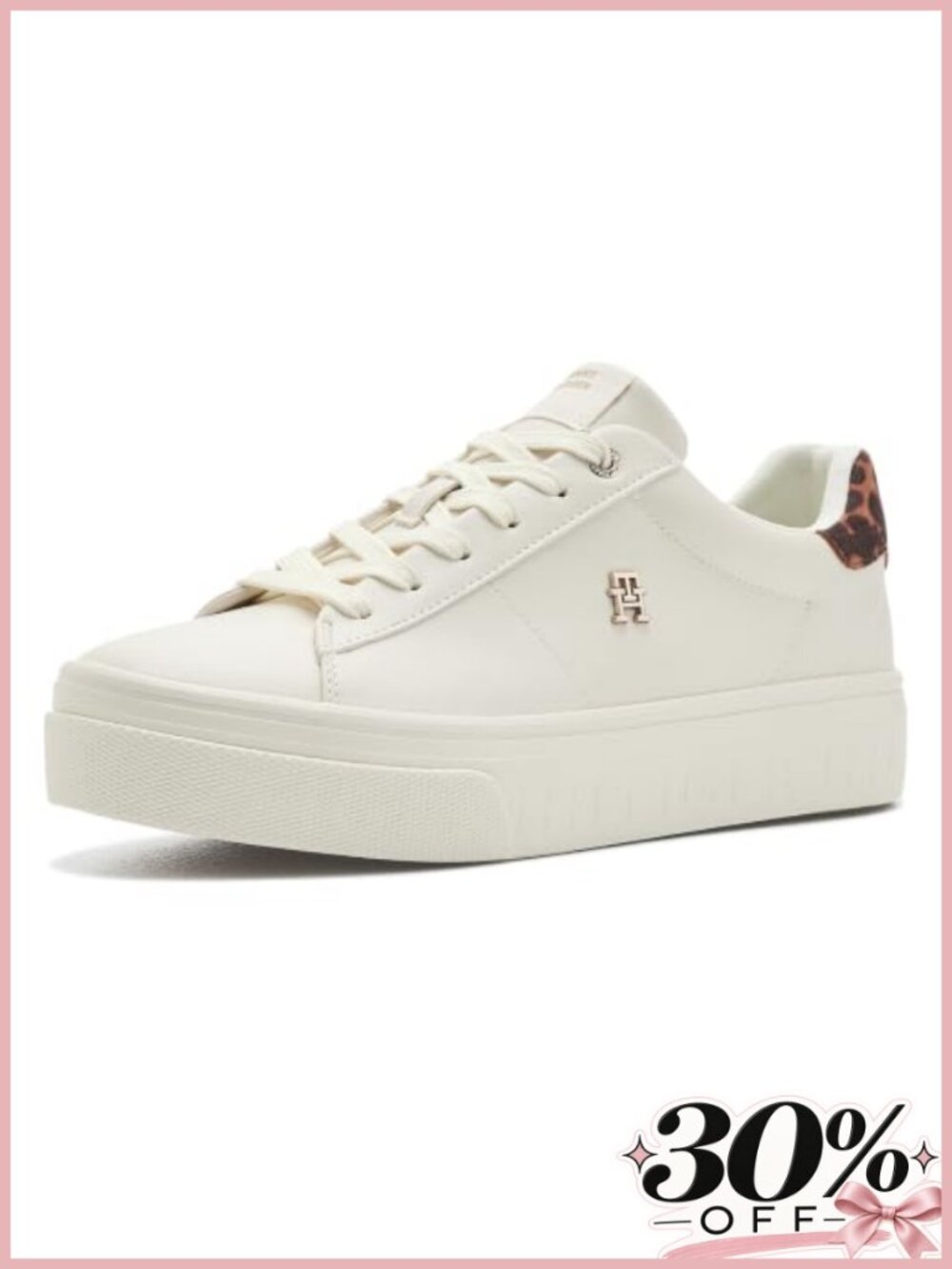 Platform Lace-Up Sneakers with PU Upper & Rubber Sole Low-Top Casual